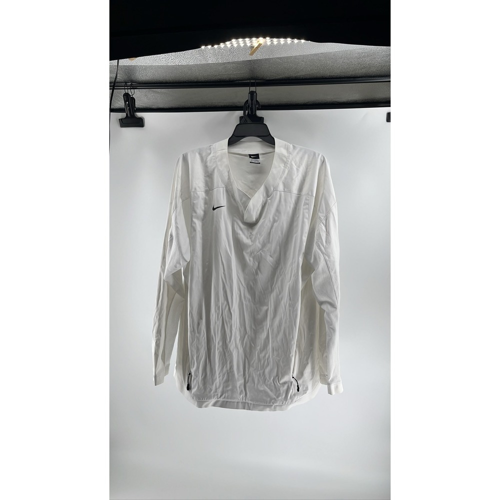 Nike Men's White Baseball Pullover V-Neck 3/4 Sleeve Windbreaker‎ Jacket 2X